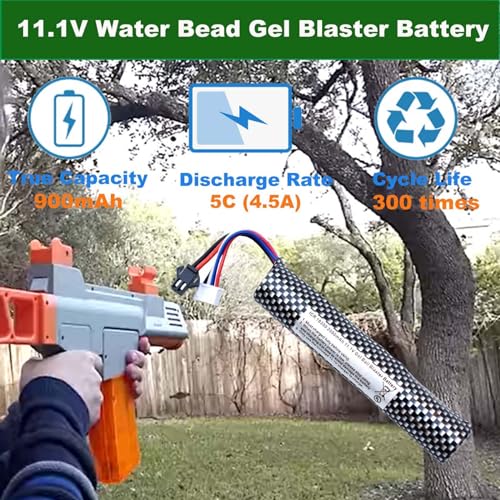 PTIJPOW Airsoft 11.1V 2000mAh Gel Ball Blaster Rechargeable Battery with USB Charger, Replacement Battery for Airsoft Gel Water Bead Blaster(1-Pack) - Thumbnail 3