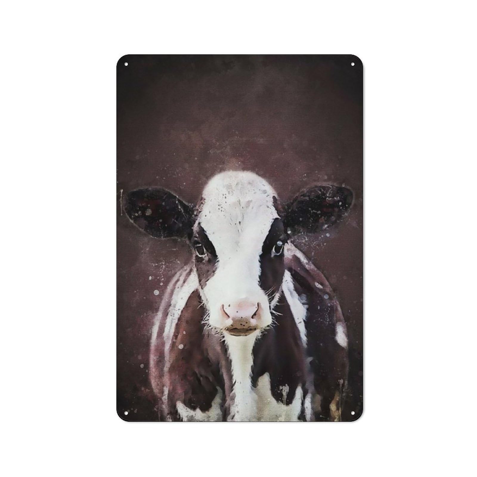 Junmoney Style-24 Cow Splatter Country Vintage Metal Wall Decor 30X20cm, Country Metal Sign For Kitchen, Cottage, Porch Or Garden Room