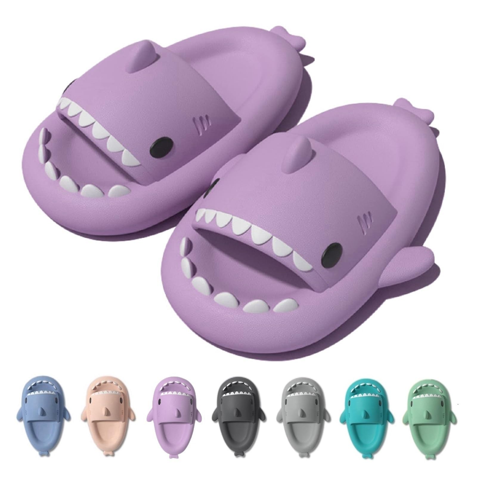 Chanclas Tiburon Mujer Hombre Shark Slippers Zapatillas Tiburón Comodas Antideslizantes Piscina Playa Verano Sandalias Forma de Pez Adulto Sharky Slides Unisex Púrpura Talla EU 40/41