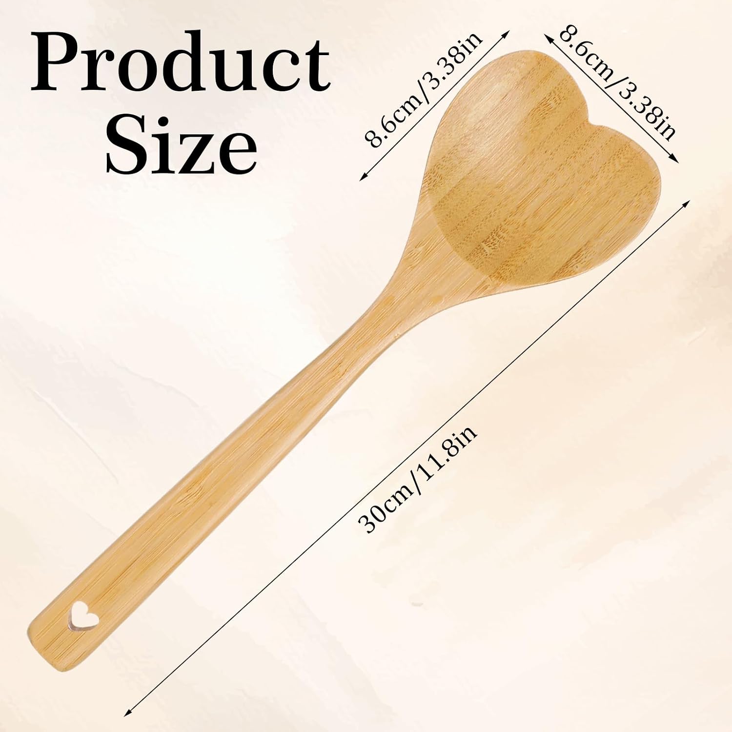 Heart Shaped Wooden Spoon, Bamboo Spoons for Cooking Cute Wooden Kitchen Utensils for Nonstick Cookware-Kitchen Utensils for Baking, Cooking, Mixing, Scraping and Stirring