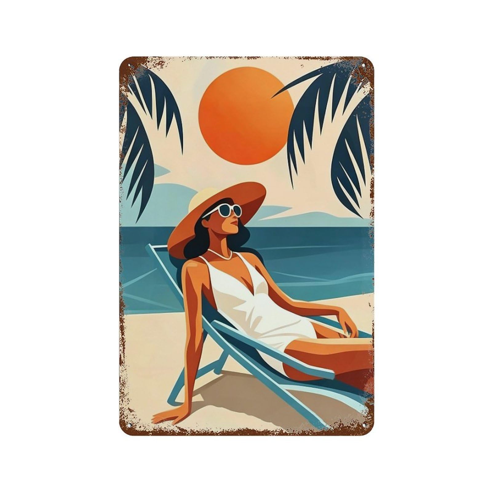 WUJHGRSG Tropic Sun Lounger 04 Wall Art Retro Iron Vintage Metal Tin Sign Poster Modern Decor for Home Cofffee Club Bar Shop Style 30x20cm