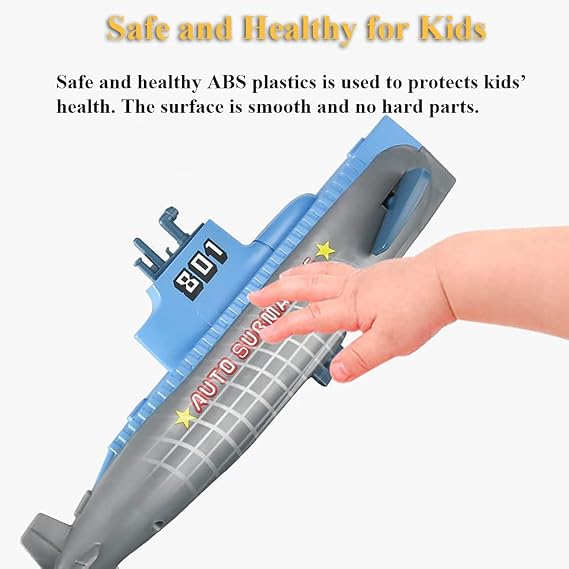 Wind-Up Submarine Bath Toy Clockwork Powered Diving Sub, No-Battery Windup Pool & Tub Toy, Safe BPA-Free STEM Gift for Toddlers for Boys & Girls