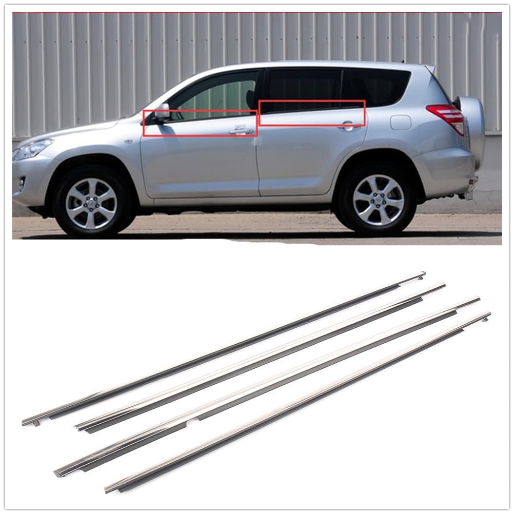 4-Piece Window Belt Molding Weatherstrip Trim For Toyota RAV4 (2013-2018) - Chrome Silver, Easy Install