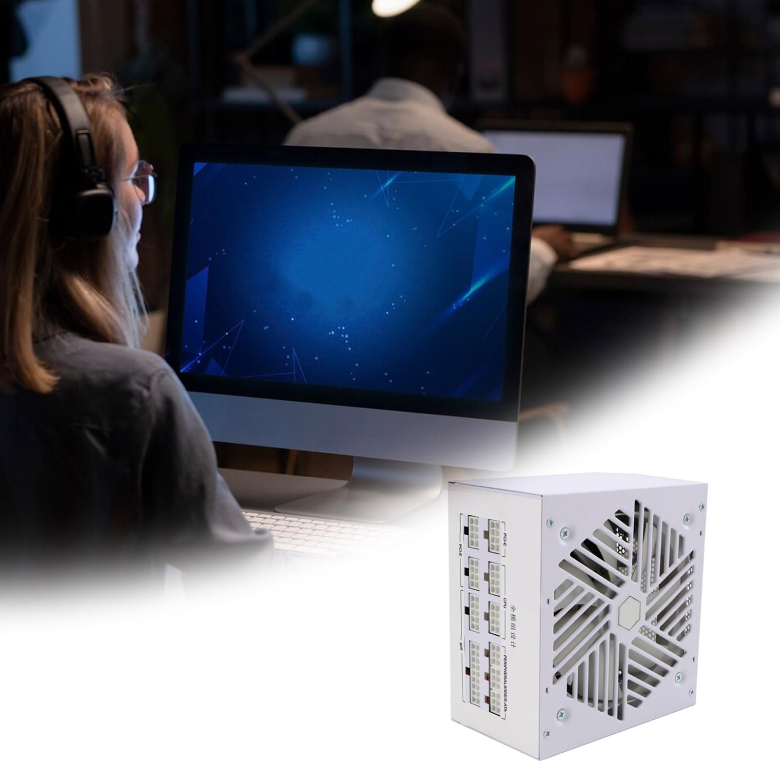 Fuente de alimentación para juegos de 850 W, modulares, gestión de cables, silencioso, ventilador de rodamiento hidráulico de 120 mm