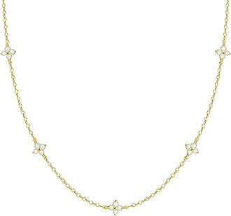 Dainty Silver Gold Necklaces for Women Trendy Non Tarnish 14K Gold Plated Cubic Zirconia Necklace Layered Cute Butterfly Heart Station Choker Necklace Stack for Wedding Prom Brides Jewelry