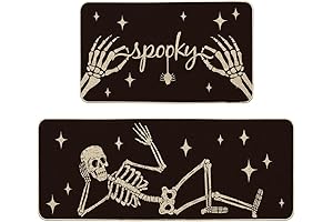 Artoid Mode Spooky Skeleton Spider Bone Black Halloween Kitchen Mats Set