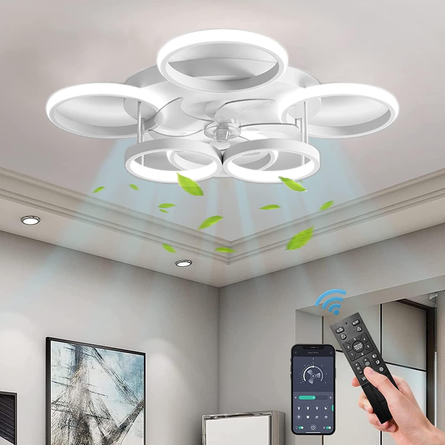 YUNZI Moderno Ventilatore Da Soffitto Con Illuminazione E Telecomando - Foto 7