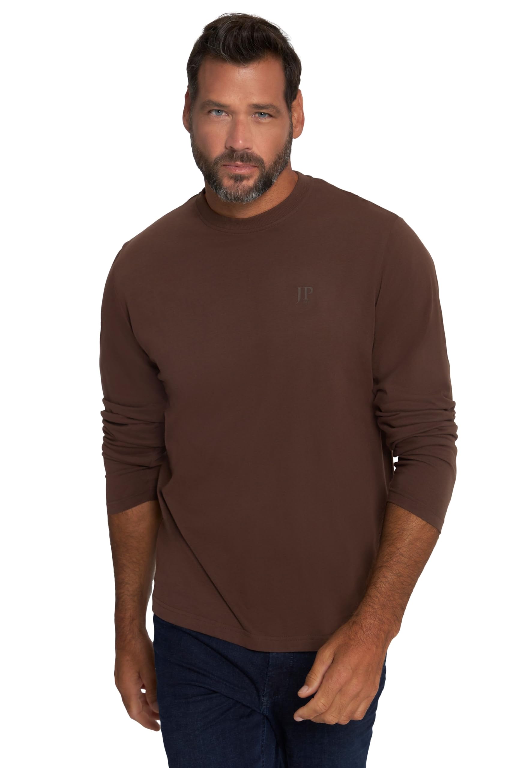 JP 1880 Men's Large Sizes Plus Sizes Menswear L-8XL JP1880 Long Sleeve Shirt, Basic, Oeko-Tex, up to 8 XL 702559, Espresso, 8XL