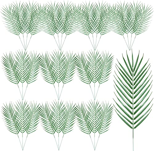 HFYHWT 40PCS Palm Leaves Decor, Fake Green Foliage Palm Branches for Palms Sunday, Home Decor, Party Supplies