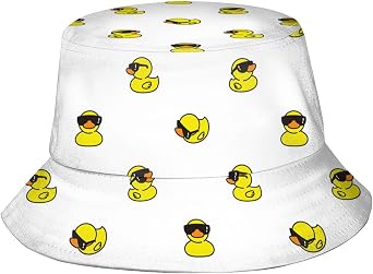 Cute Duck Bucket Hat Fishing Hats Summer Travel Beach Sun Uv Protection Packable Fisherman Cap for Men Women Teens