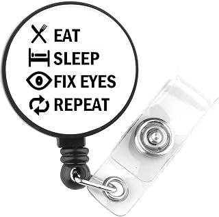 PLITI Eye Doctor Gift Optometrist Gift Ophthalmologist Gifts Eat Sleep Fix Eyes Repeat Optometry Badge Reel (fix Eyes Badge)