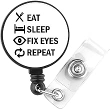 PLITI Eye Doctor Gift Optometrist Gift Ophthalmologist Gifts Eat Sleep Fix Eyes Repeat Optometry Badge Reel (fix Eyes Badge)