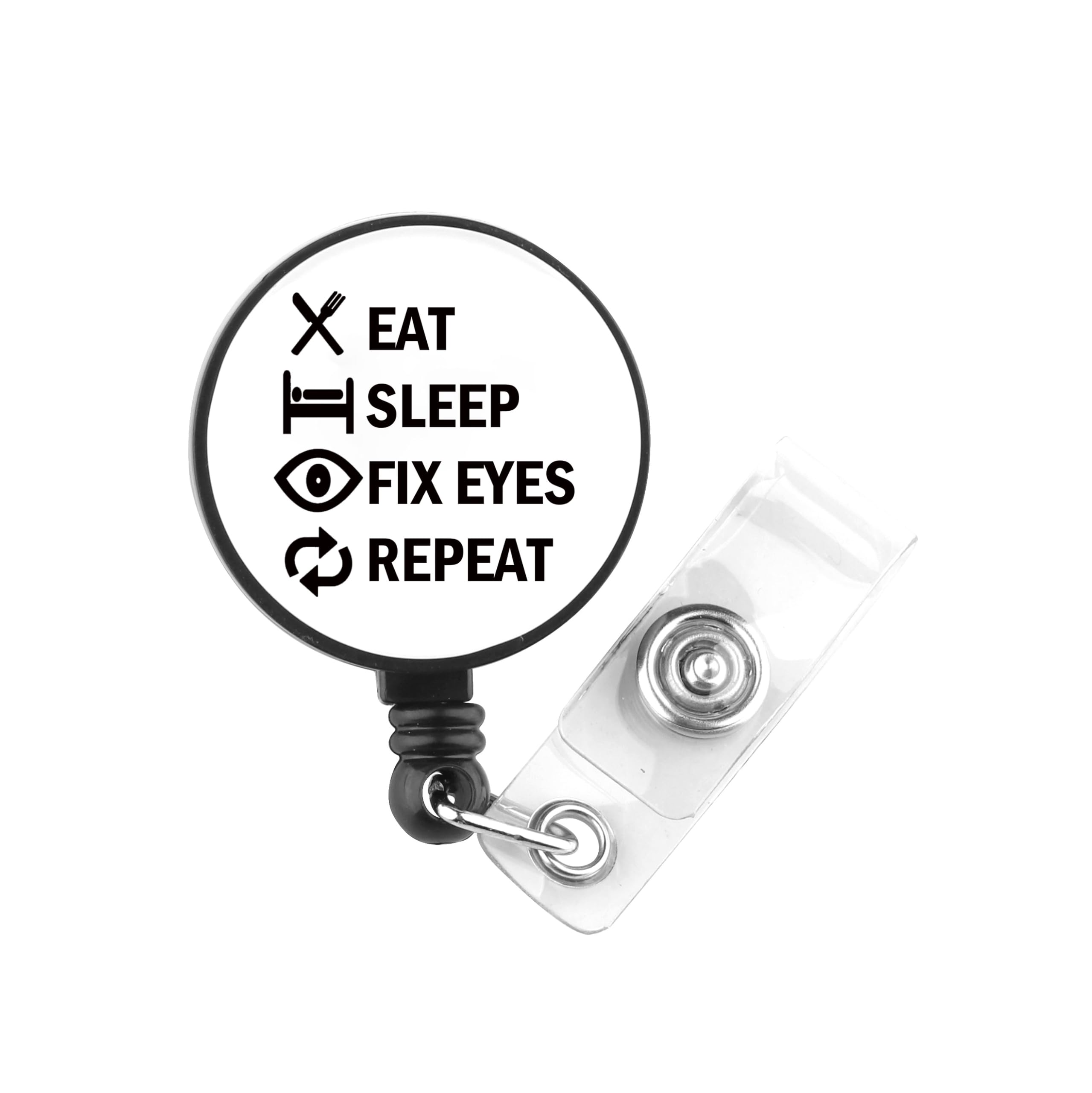 PLITI Eye Doctor Gift Optometrist Gift Ophthalmologist Gifts Eat Sleep Fix Eyes Repeat Optometry Badge Reel (fix Eyes Badge)