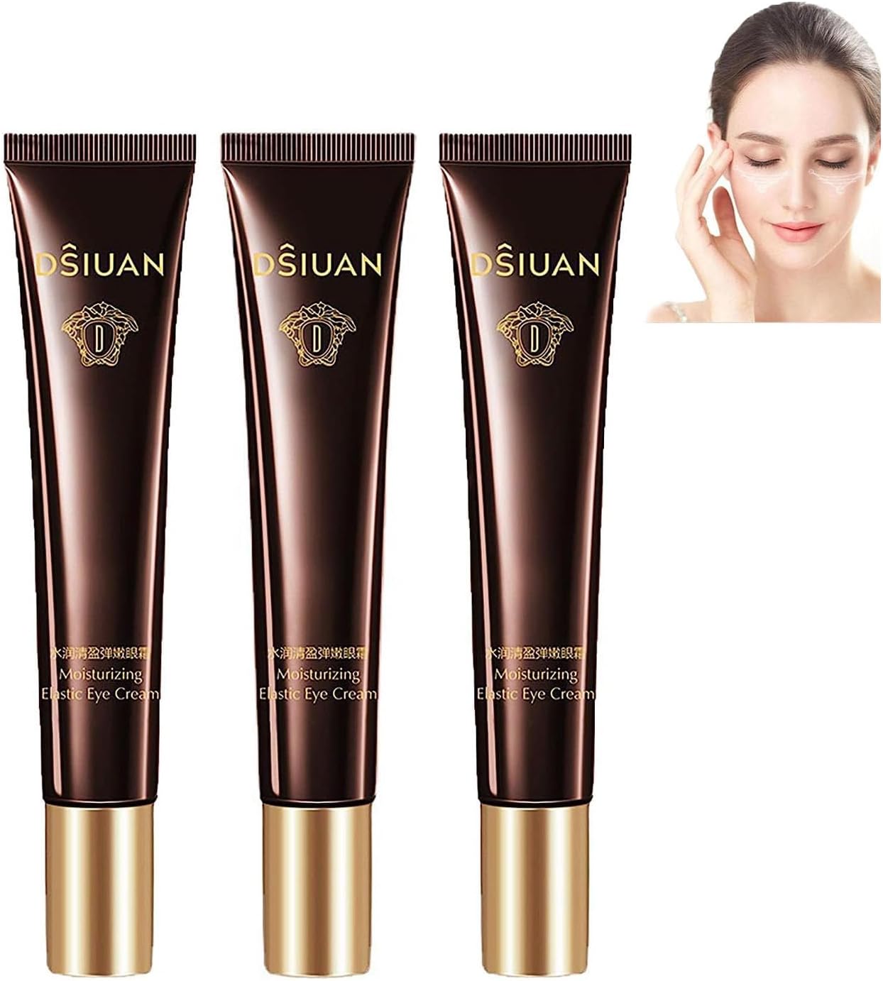 GIONAR Dsiuan Moisturizing Elastic Eye Cream, Caviar Essence Anti-Wrinkle Eye Cream, Caviar Essence Eye Cream, Caviar Eye Cream, Under Eye Cream for Dark Circles and Puffiness (3pcs)