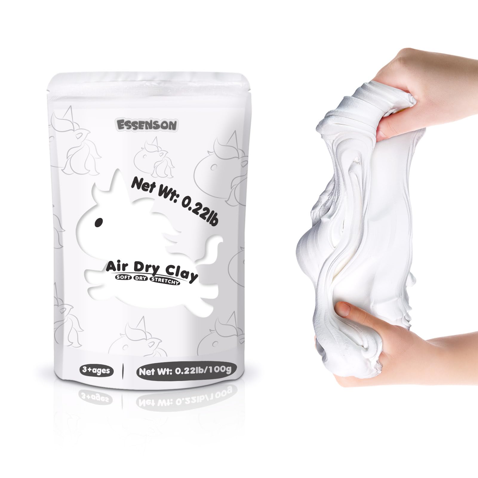ESSENSON White Air Dry Clay, 3.5 Ounce Modeling Clay for Kids, DIY Molding Magic White Clay, Gift for Kids
