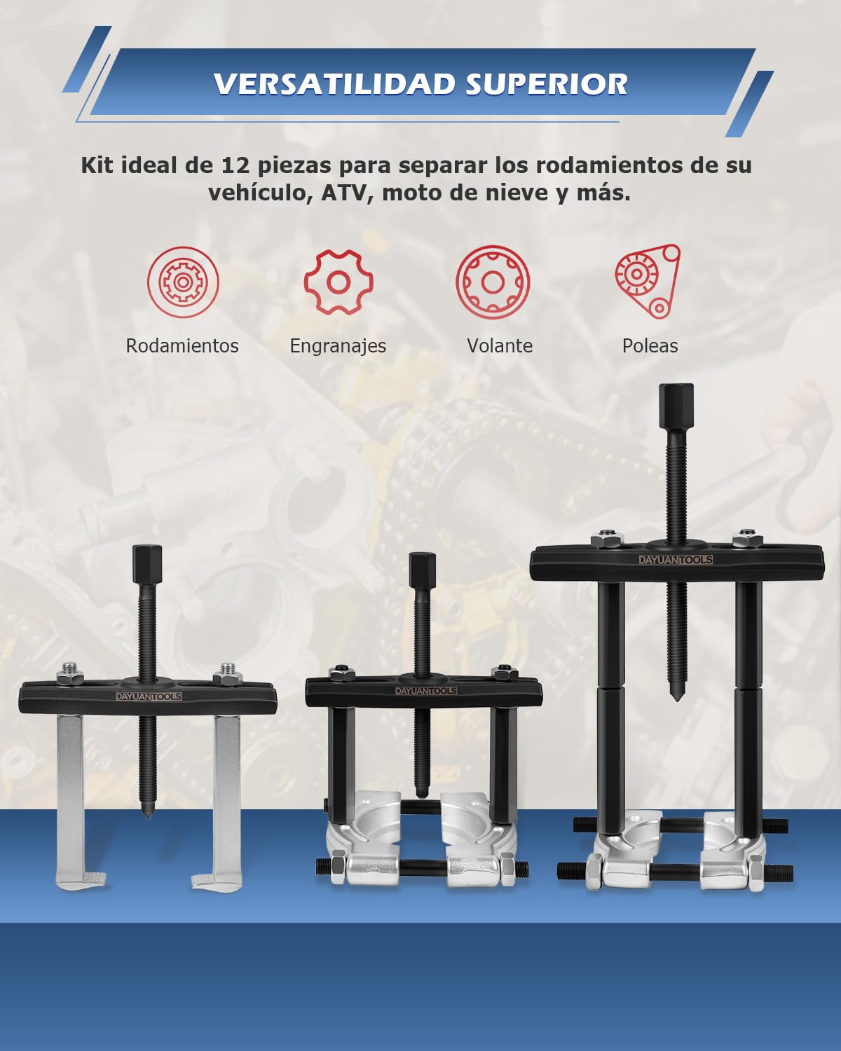 DAYUAN Juego de Separador y Extractor de rodamientos de 5 y 7,6 cm 14 Piezas con Capacidad de 5 toneladas