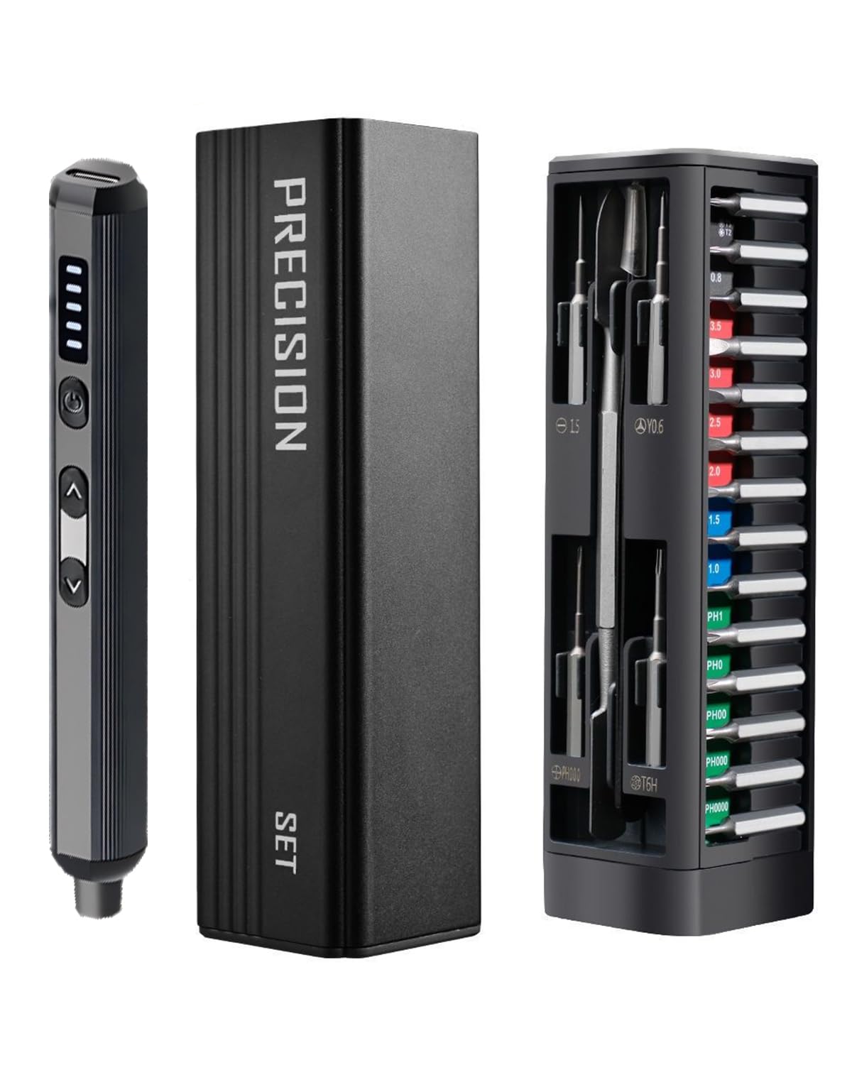 3 7v Mini Electric Screwdriver Set Precision Screwdriver Set with 5 Torque Settings LED Light Magnetic Storage Magnetizer
