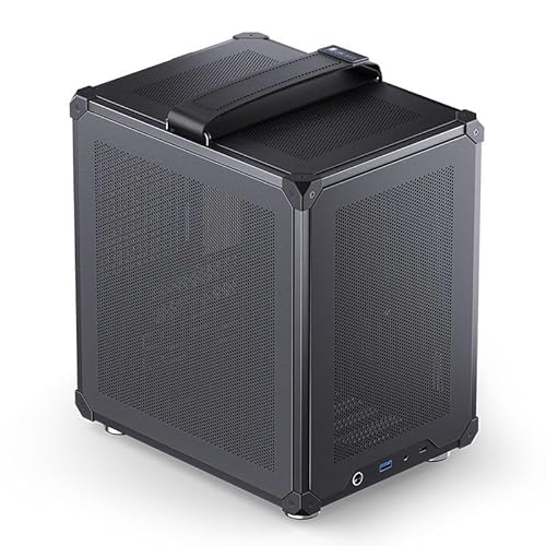 Jonsbo C6-ITX Case PC Mini-Tower Nero – compatto, Mini-ITX, GPU fino a 255 mm, dissipatore CPU fino a 75 mm, fino a 3 ventole, USB-C frontale I/O