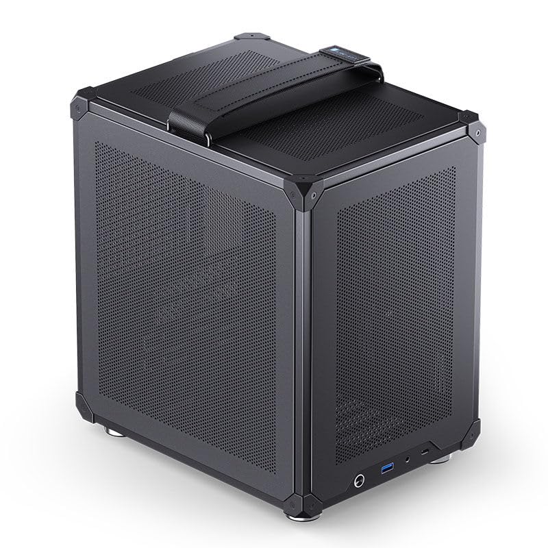 Jonsbo C6-ITX PC-Gehäuse Mini-Tower Schwarz – kompakt, Mini-ITX, GPUs bis 255 mm, CPU-Kühler bis 75 mm, bis zu 3 Lüfter, USB-C Front I/O