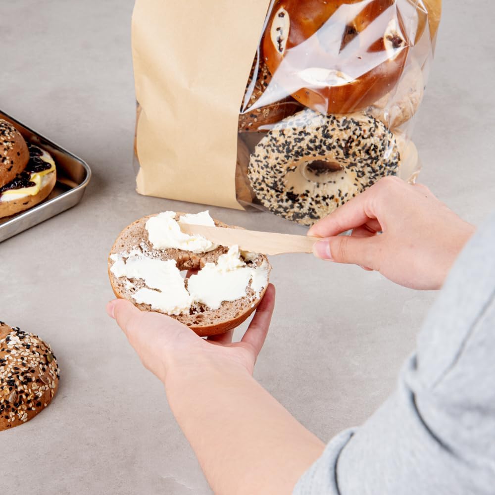 Restaurantware - Bag Tek 8.3 x 3.9 x 13.8 Inch Kraft Tin Tie Bags With Windows, 100 Resealable Bakery Bags With Windows - Flat Bottom, For Cookies or Coffee Beans, Paper Tin Tie Bags