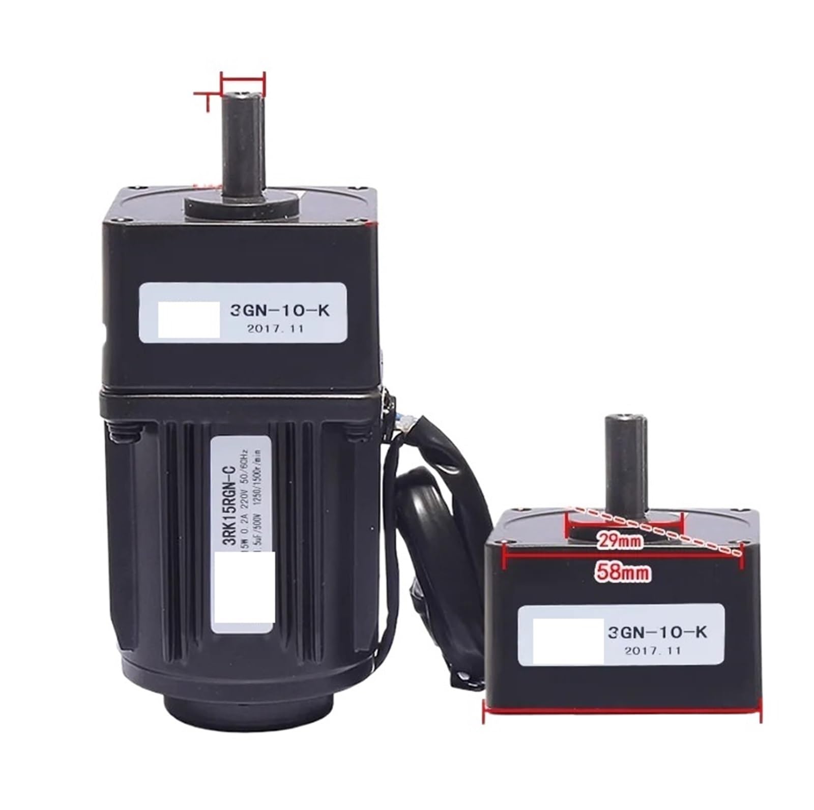 HYRBNSDLK Motor 1:3-1:300 415-5RPM 220V 15W AC Reversible Gear 3RK15GN-C Variable Speed Reducer Geared ONLY(1-50 25 Rpm)
