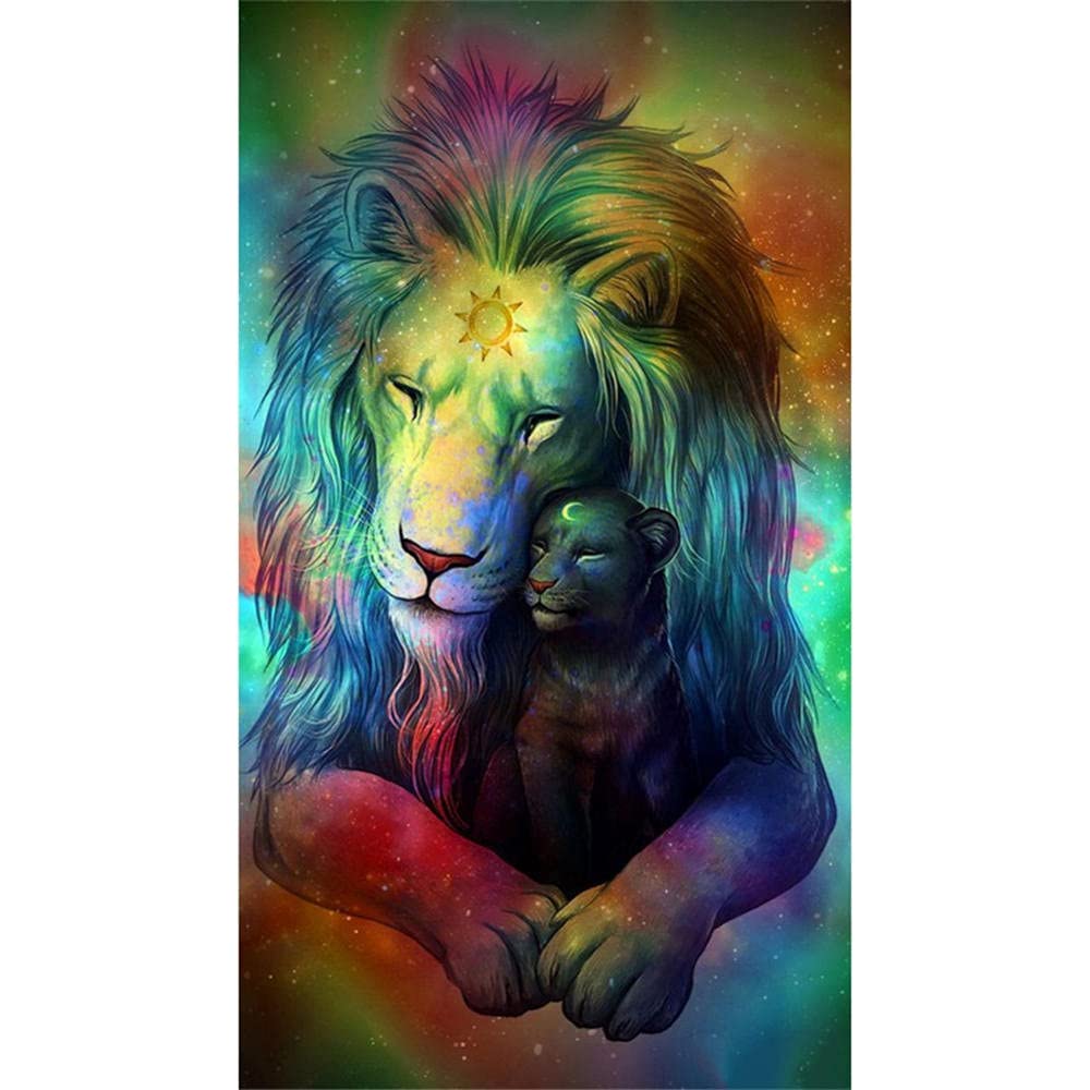 Kit Peinture Diamant Lion du Soleil 40x80cm grand format broderie strass