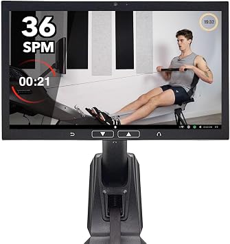 Aviron Strong Series Rower: 22 HD Touchscreen, Dual Air & Magnetic Resistance up to 100 lbs. Game-Based Workouts, Streaming, Compact Design, Black