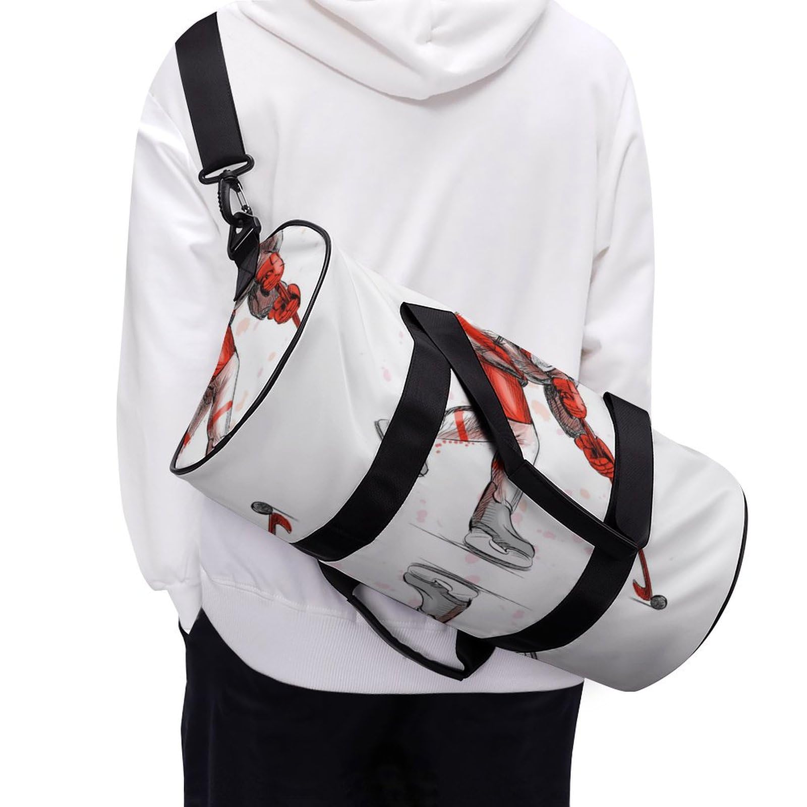 Joueur De Hockey sur Glace Sac De Sport Gym Sac De Voyage Sac Week-End Duffel Bag pour Camping Randonnée Voyage 45x23x23cm