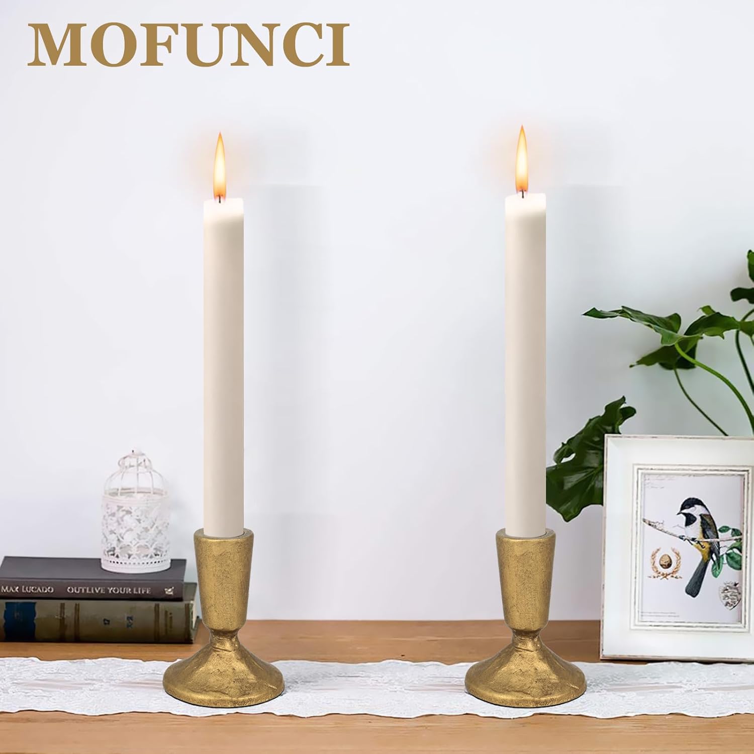 Iron Taper Candle Holder Set of 2, Heavy Candle Stick Holders Gold Candle Holders for Table Centerpiece, Weddings, Mantel and Party Decor - Image 7