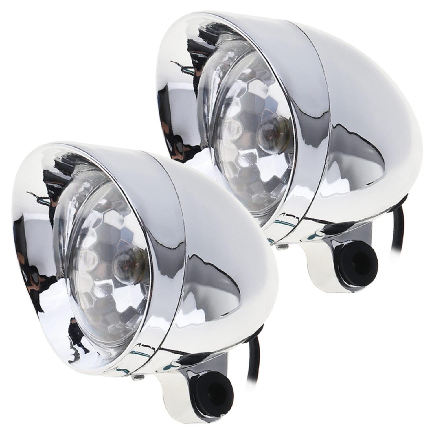 2 Pieces Chrome Fog Light with Mounting Bracket Compact Motorcycle Auxiliary Light Kit Long-Lasting Compatible for Cruiser Owners, Night Riding, Custom Bike Builds, as Shown|Fog Light Assem-image-5