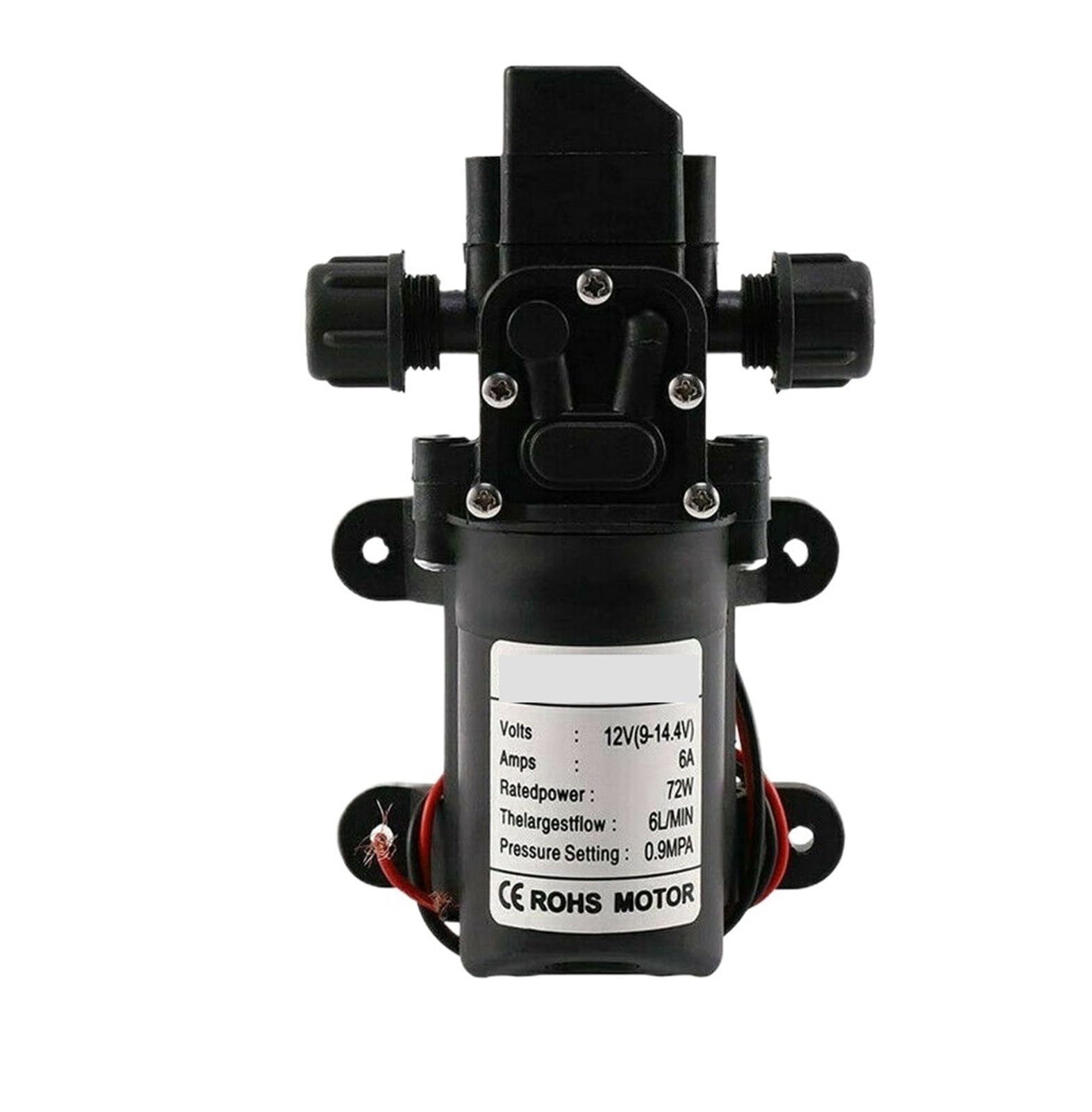 CUDTAPI 72W 12V Water Pump High Pressure Diaphragm Self-priming 160PSI 6L/Min RV Caravan