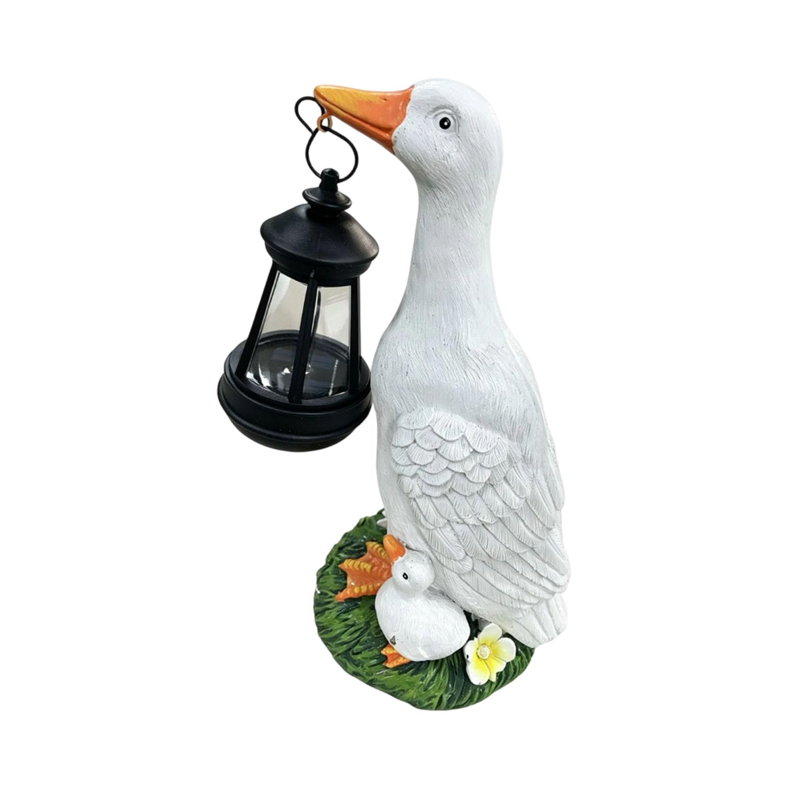 NRGQAXM Solar Porch Gooses Statue, Garden Gooses Statue with Lights Outdoor Geese Statues Resin Garden Figurine Lights with Lantern-Decor Lawns Ornaments for Outdoor Patio Yard Decor