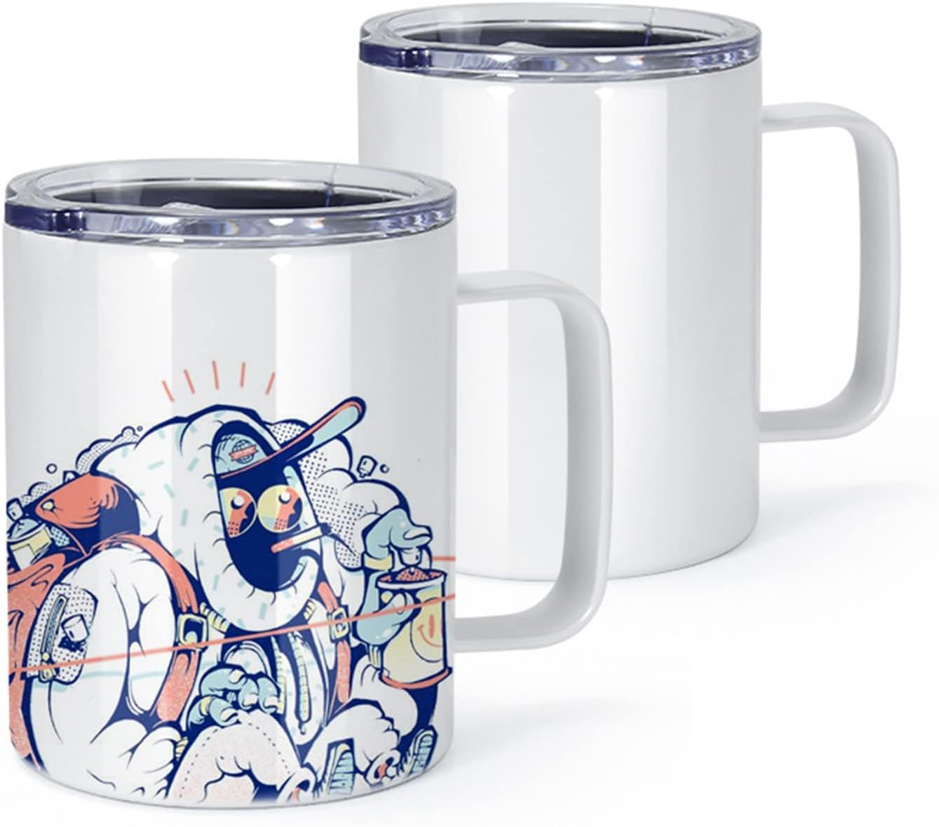 AGH 12oz 25 Pack Sublimation Coffee Mug with Lid, Stainless Steel Sublimation Tumblers with Handle, Vacuum Insulated Travel Beer Tea Mug