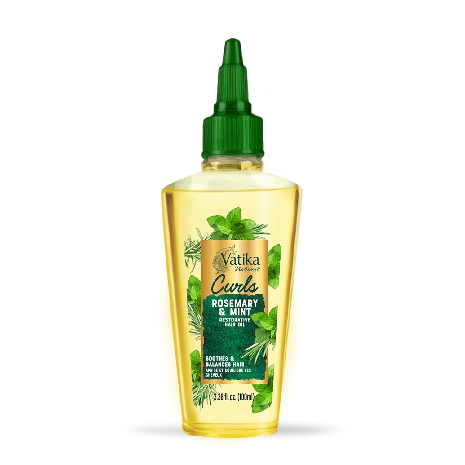 Vatika Curls Rosemary Mint Hair Oil, 100 ml, for Curls, Split Ends, Promotes Hair Growth, Nourishes & Conditions Hair, Prevents Dandruff, Rosemary & Mint