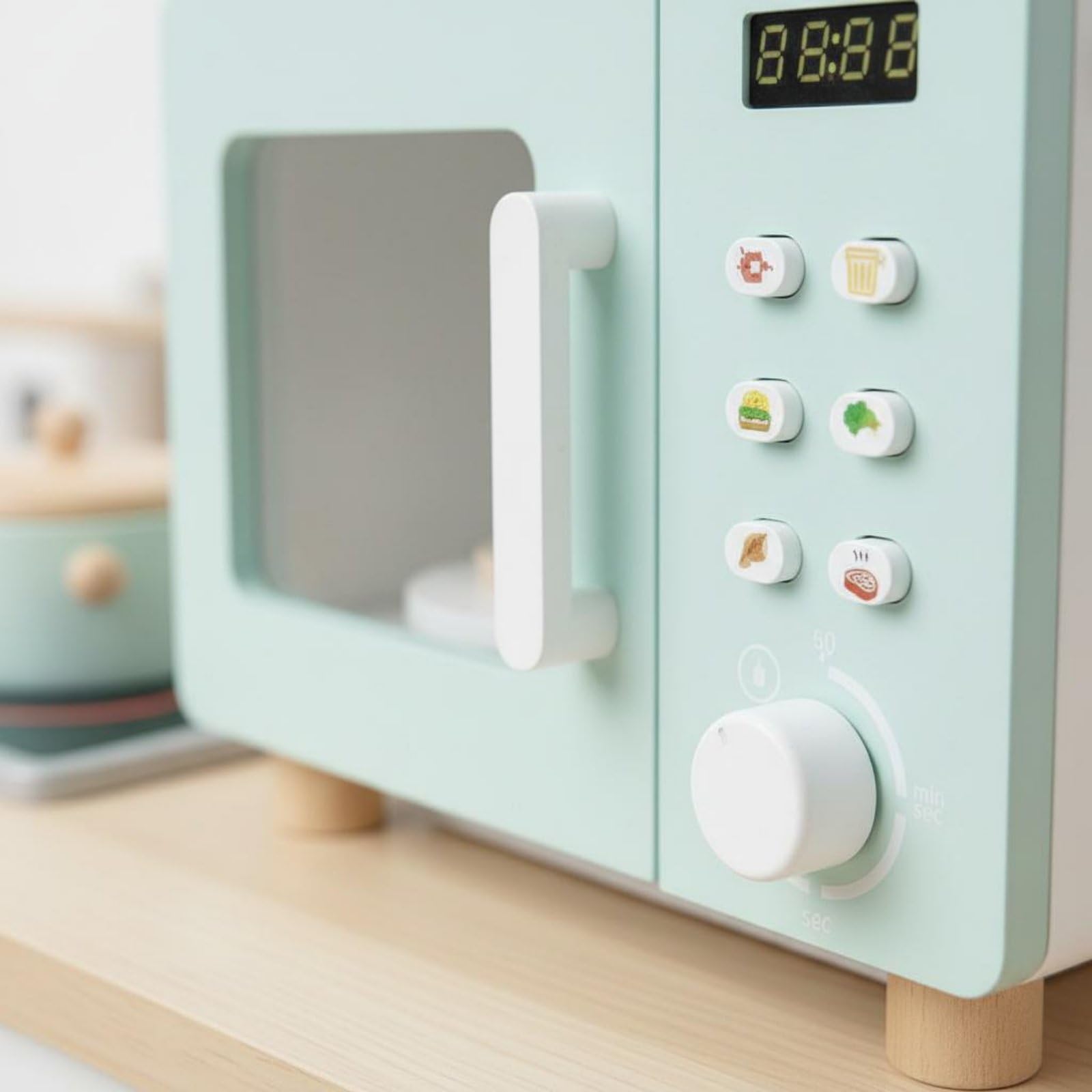 Forno Giocattolo Bambini Microonde Legno Gioco Cucina Mini Forno Microonde Bambini Giocattolo Educativo Simulazione in Legno con Pulsanti E Adatto per Asilo Nido Angolo Giochi Regalo Casa