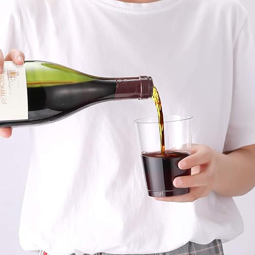 Vista 21 de JOLLY CHEF Vasos de plástico desechables transparentes de 9 onzas, paquete de 100 vasos de plástico transparente, vasos de fiesta resistentes, vasos