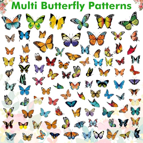 Image of 79PCS Colorful Butterfly Window Clings, Butterfly Decorations, Double Sided Window Decals to Prevent Bird Strikes, Multi Patterns Colors Butters Stickers for Home Decor Glass Door