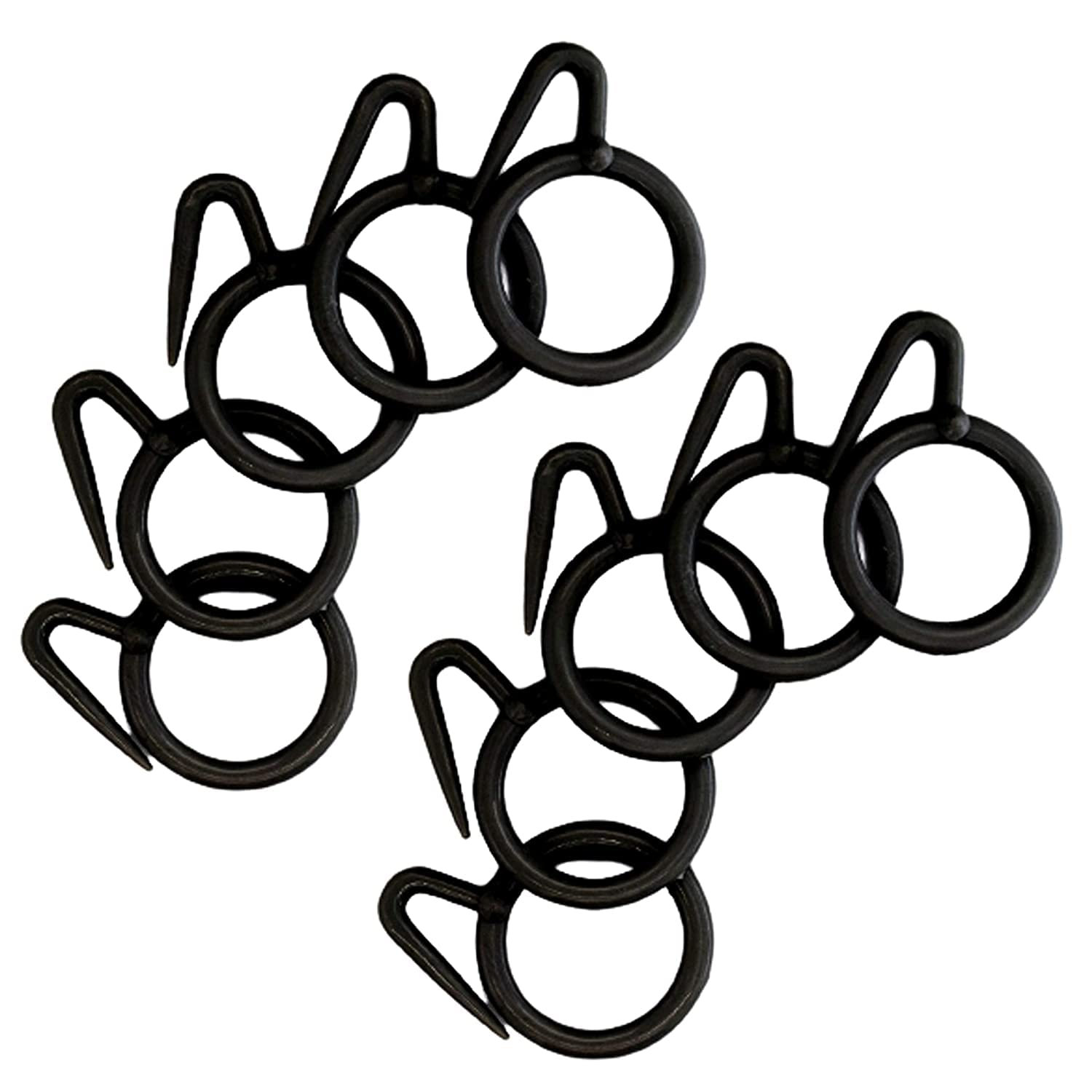 Black Pack of 100 Curtain Rings with Hook for Door, Window, Bathroom and Other Multipurpose Curtains