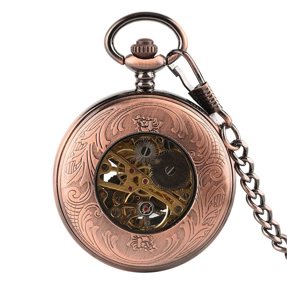 Orologio da Taschino, Creativo Vintage Modello Annata a Mano avvolgimento Meccanico Tasca Orologio da Taschino con ingranaggio Cavo Design Elegante Spettacolo, con Catena