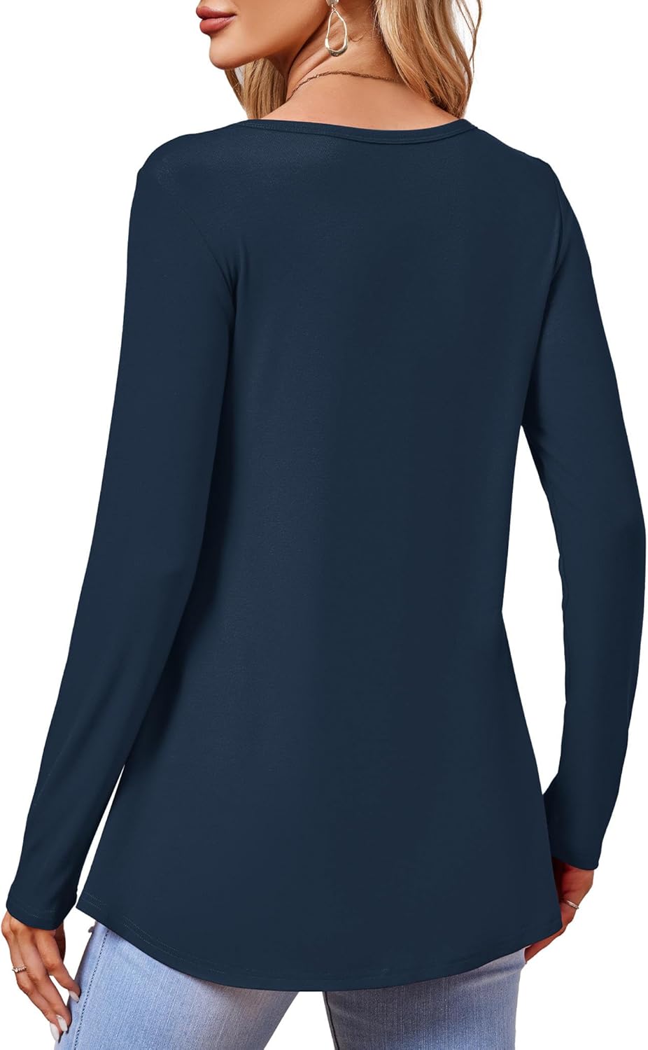 Beluring Womens Scoop Neck Tunic Tops Long Sleeve Loose Fit Shirts to Wear with Leggings - Image 5