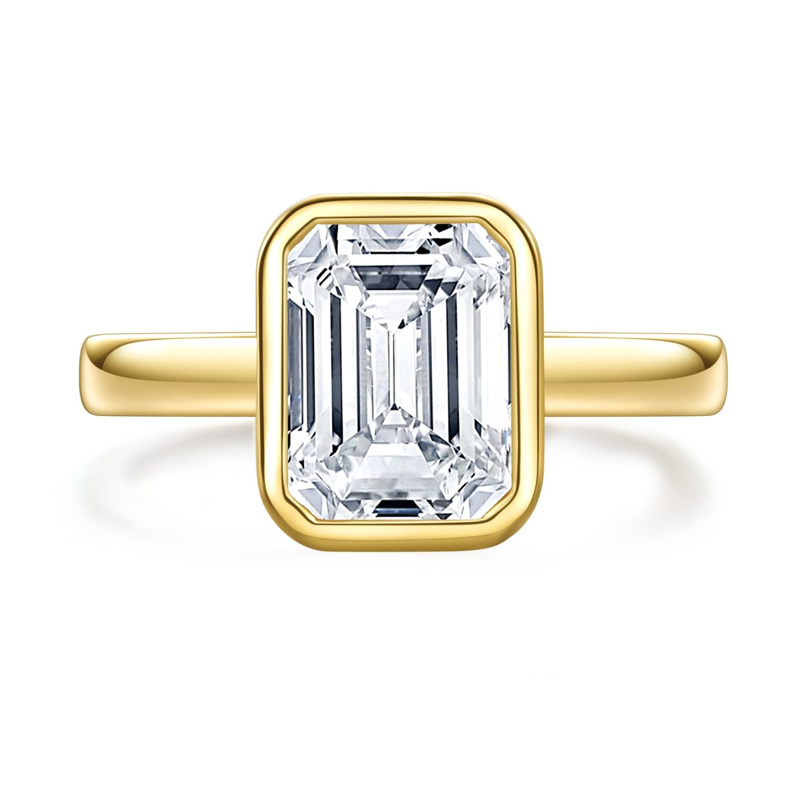 Moissanite Bezel Set Engagement Rings 3CT Round/Cushion/Heart/Oval Cut D Color VVS1 S925 Sterling Silver Wedding Promise Rings for Women with Certificate Elegant Gift Packed