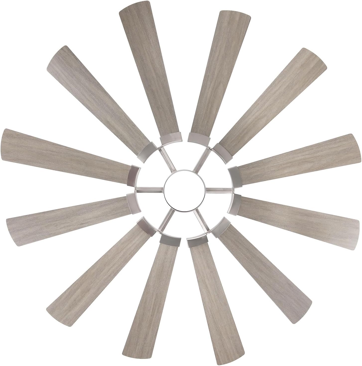 62 Inch Ceiling Fan with Light Remote, Modern Farmhouse Industrial 12 Blade(Sliver/Oak), High CFM Quiet Reversible DC Motor, Damp Rated Indoor Outdoor Ceiling Fans for Patios Garage Porch Barn Gym
