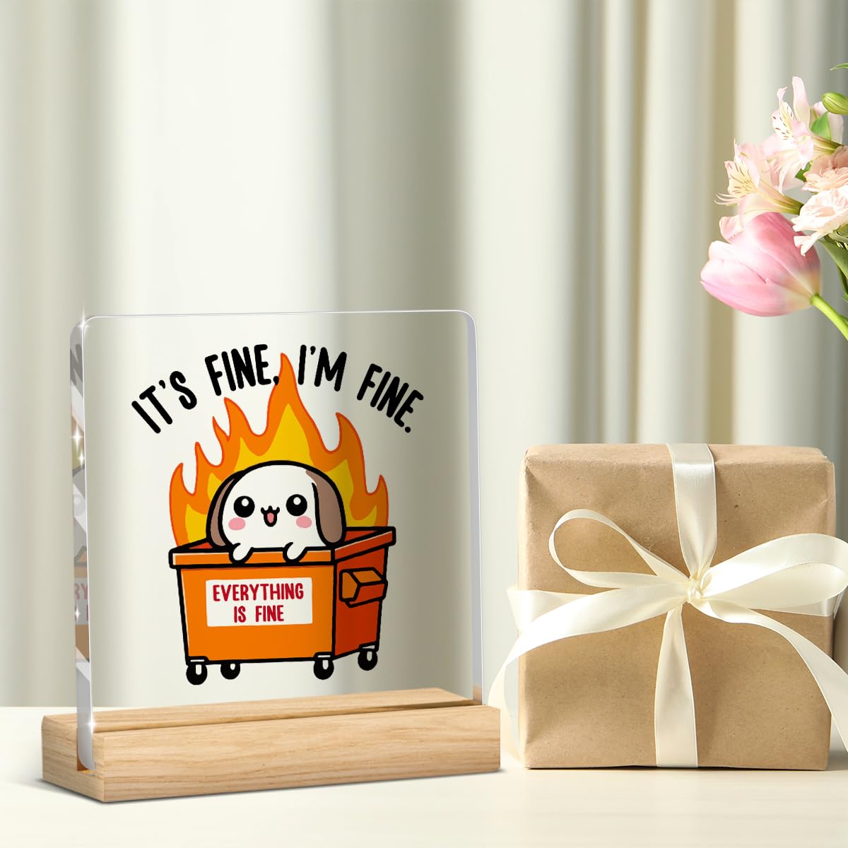 Tasse à Café Humour Chat Tasse à Café MissDaisy Avec Chat Et Texte Humoristique "It's Fine I'm Fine Everything Is Fine" - Cadeau Bureau, Noël Cadeau Drôle Pour Le Bureau