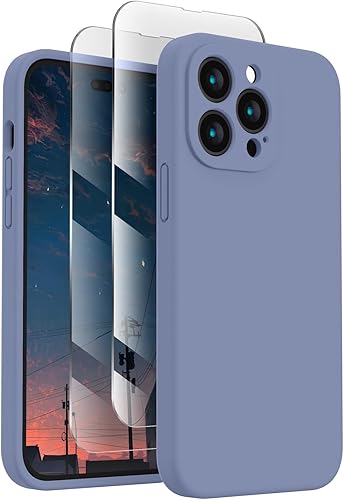 Miniatura 351 de FireNova Funda para iPhone 14 Pro, funda de silicona mejorada [protección de cámara] con [2 protectores de pantalla], forro interior de microfibra