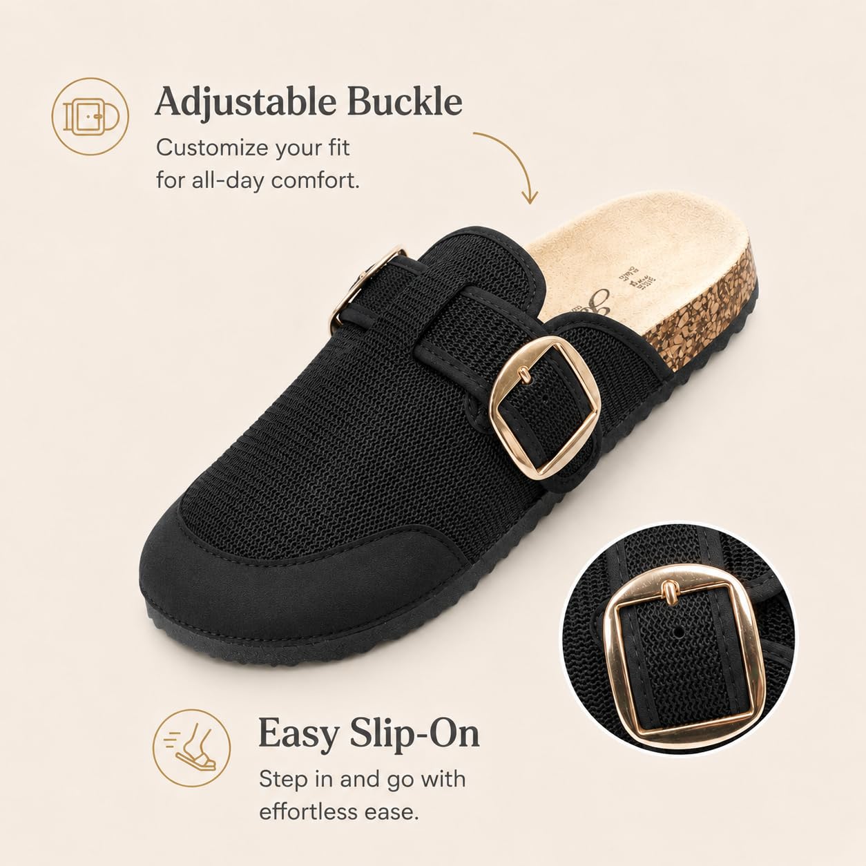 Ciabatte Con Sughero Donna Ciabatte Donna Antiscivolo Zoccoli Legno Fibbie Regolabili WCT260304 IT