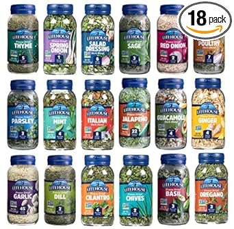 Litehouse Freeze-Dried Herbs All 18 Herbs and Blends Variety Gift Pack Collection (14 Herbs, 4 Herb Blends) - Substitute for Fresh Herbs, Gluten-Free, Keto Friendly, Non-GMO, Organic Spice - 18-Pack