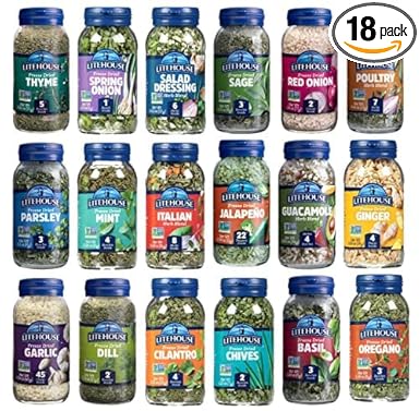 Litehouse Freeze-Dried Herbs All 18 Herbs and Blends Variety Gift Pack Collection (14 Herbs, 4 Herb Blends) - Substitute for Fresh Herbs, Gluten-Free, Keto Friendly, Non-GMO, Organic Spice - 18-Pack
