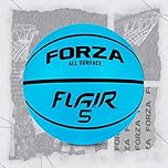 FORZA Flair Rubber Basketball | Durable Basketballs in Sizes 3, 5, 6 & 7 | Dimpled Grip Design for Indoor & Outdoor Use (Size 5 | Blue, Pack of 1)