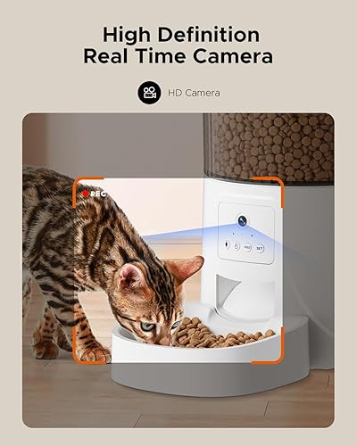 Miniatura 10 de PETULTRA Comedero automático para gatos con aplicación, dispensador de comida para gatos WiFi, alimentador automático programable de 4 litros, 10