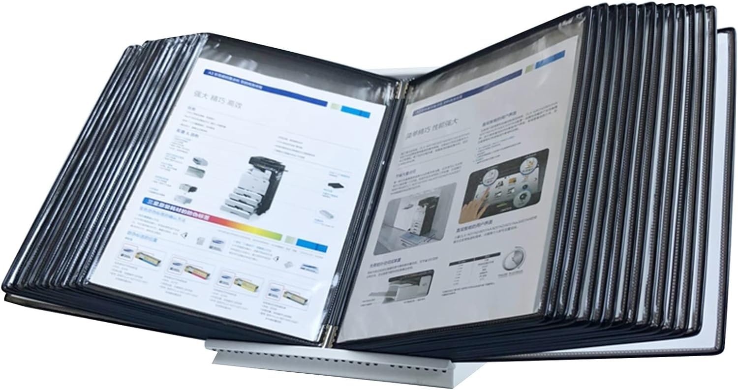 noxozoqm Desktop/Wall Reference With 30 Panels Easy-Load Pockets,Desk Reference Organizer,For Display A4 Documents.(Color:D)